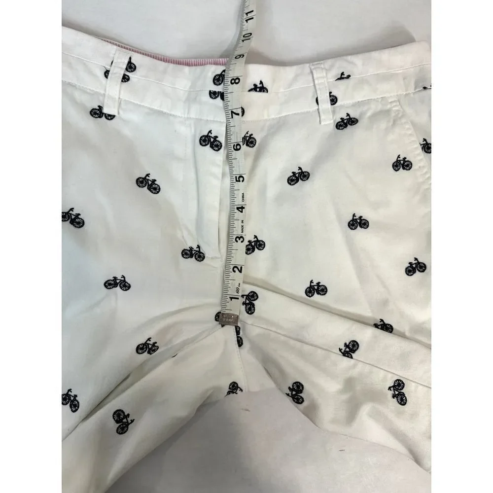 British Khaki Bicycle Print Chino Shorts 97% Cotton - Women Size 4